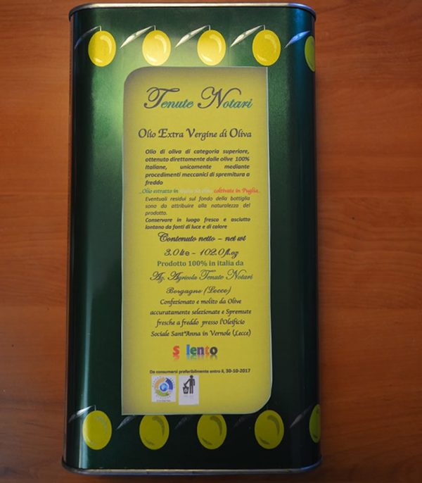 Olio Extra Vergine di Oliva confezione in Lattina da 5 lt
